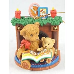 1998 Trim A Home/Lustre Fame/Not Enesco CHRISTMAS ORNAMENT: Teddy Bear Fireplace